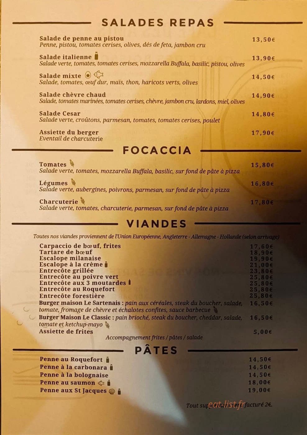 Café des amis — carte page 1