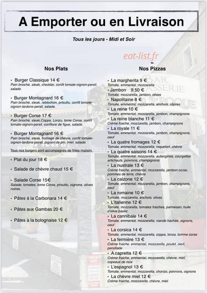 La Belle Epoque — carte page 1