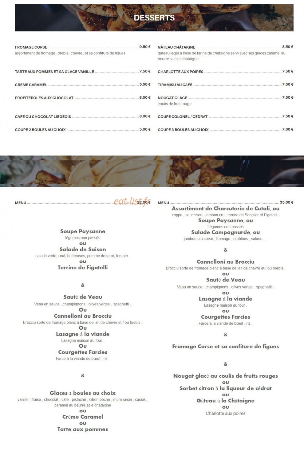 Auberge San Ghjuvani — carte page 2