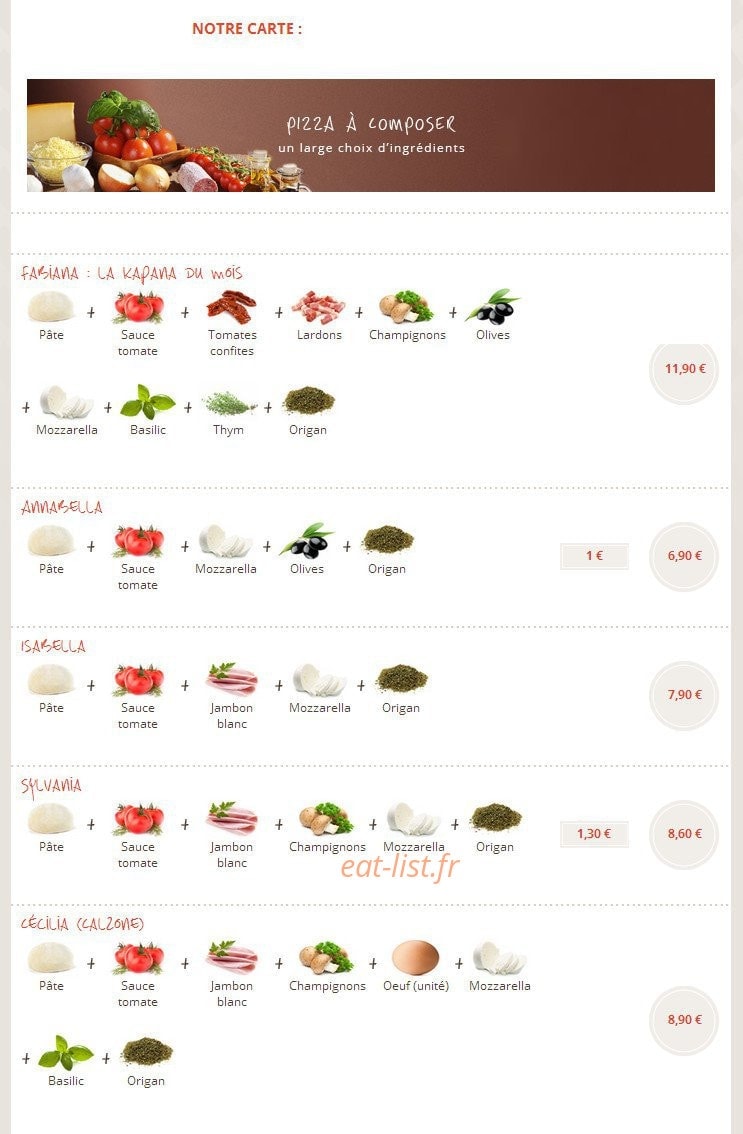 Kapana Pizza — carte page 1