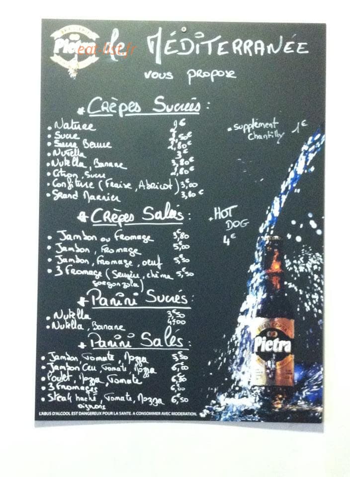 Le Bistrot Méditerranée — carte page 2
