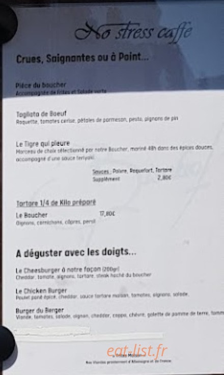 No Stress caffé — carte page 3
