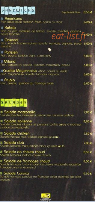 Pizz' Burger — carte page 6