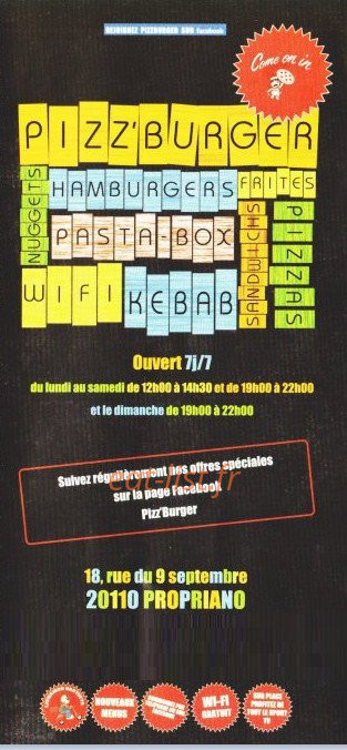 Pizz' Burger — carte page 1