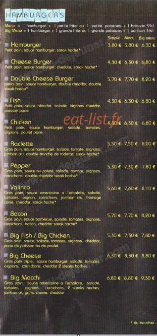 Pizz' Burger — carte page 3