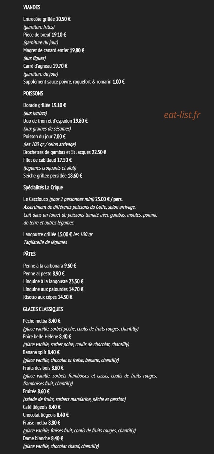 Restaurant La Crique — carte page 3