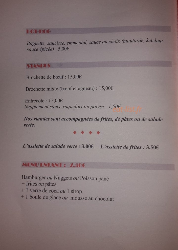 Snack O Non Stop — carte page 2