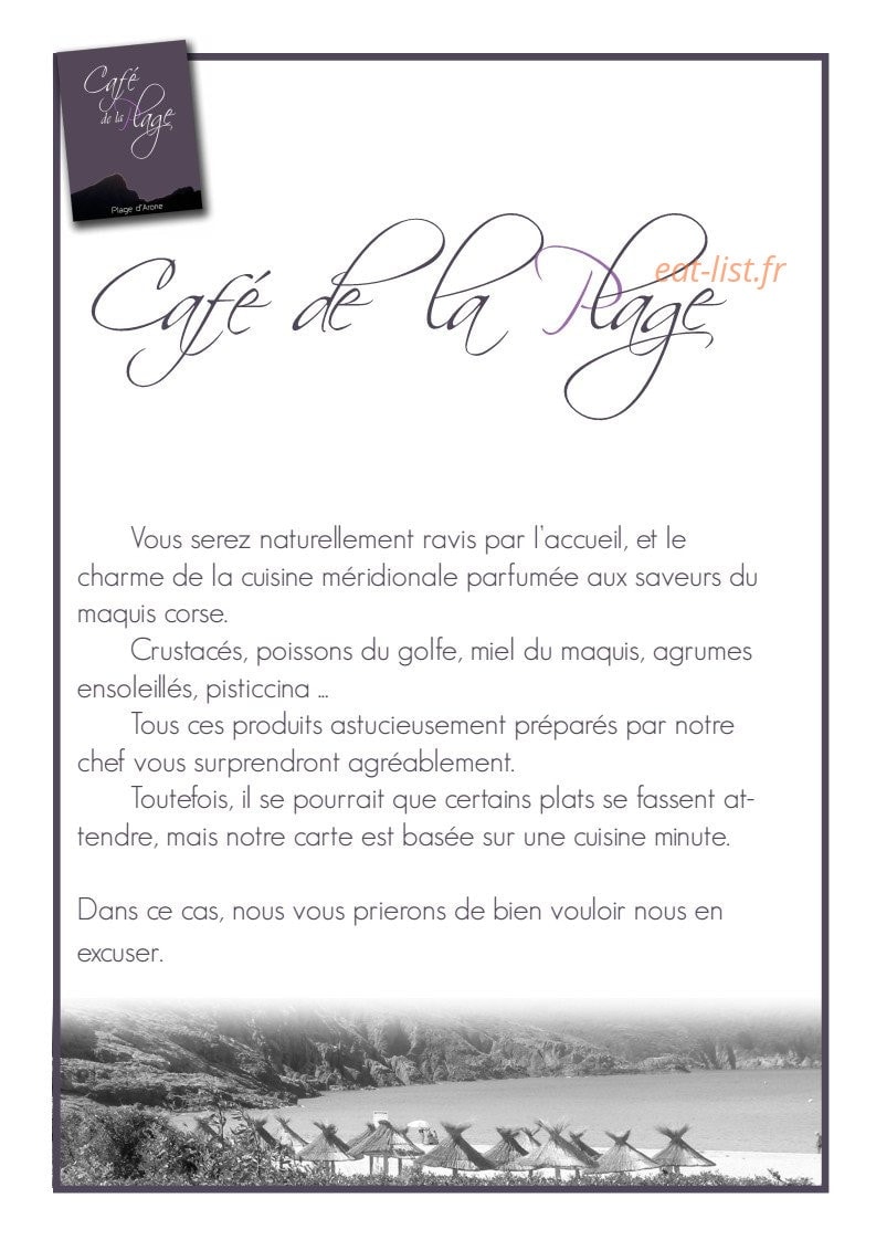Café de la Plage — carte page 1