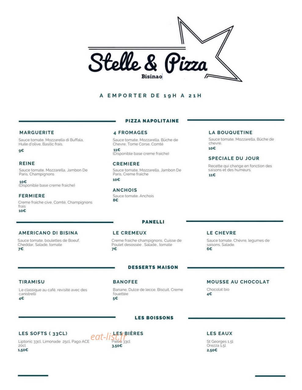 Stelle & pizza — carte page 1