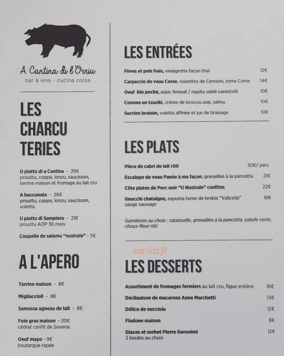 A Cantina di l'Orriu — carte page 1