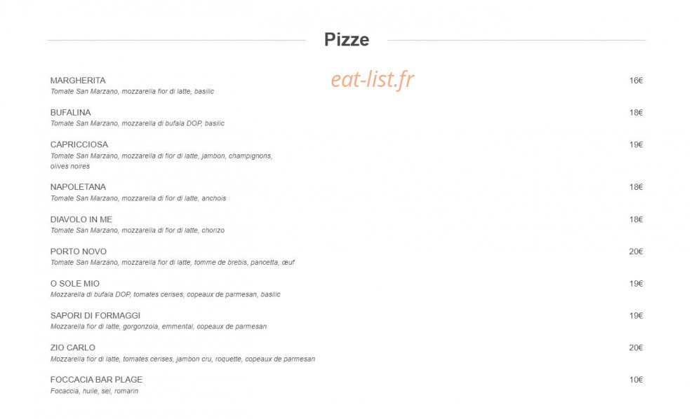 Bar Plage — carte page 2