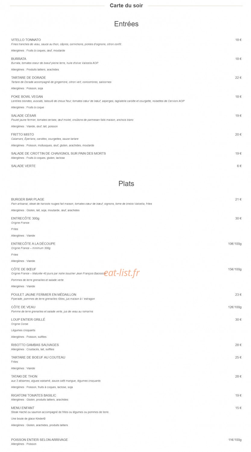 Bar Plage — carte page 3