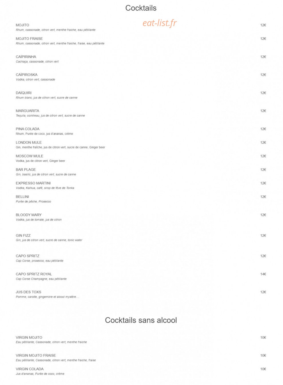 Bar Plage — carte page 7