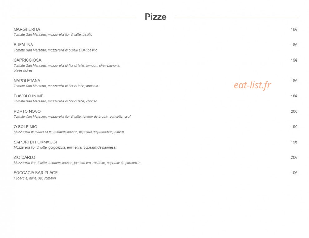 Bar Plage — carte page 4