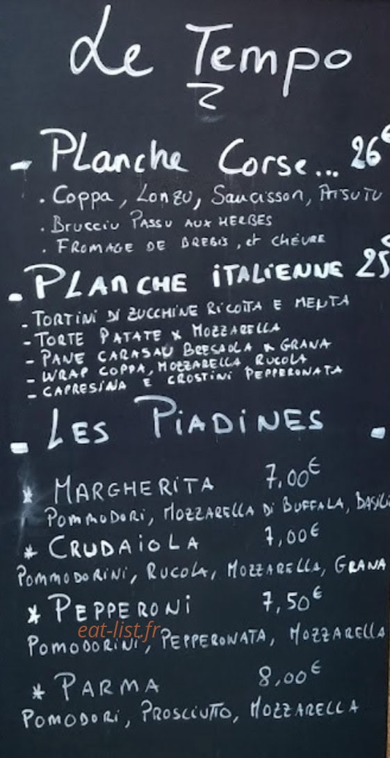 Café Tempo — carte page 1