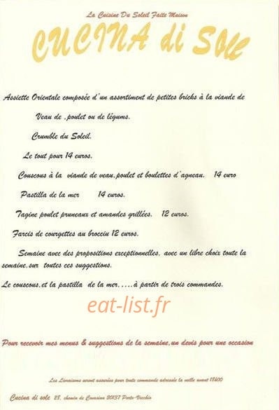 Cucina di Sole — carte page 1