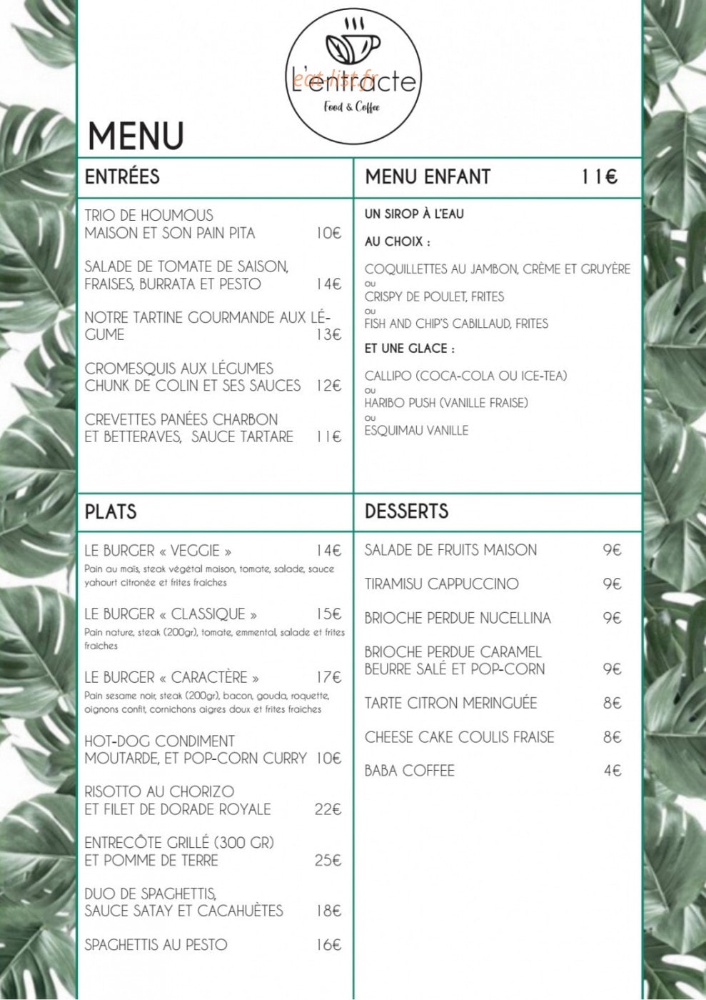 L'Entracte — carte page 1
