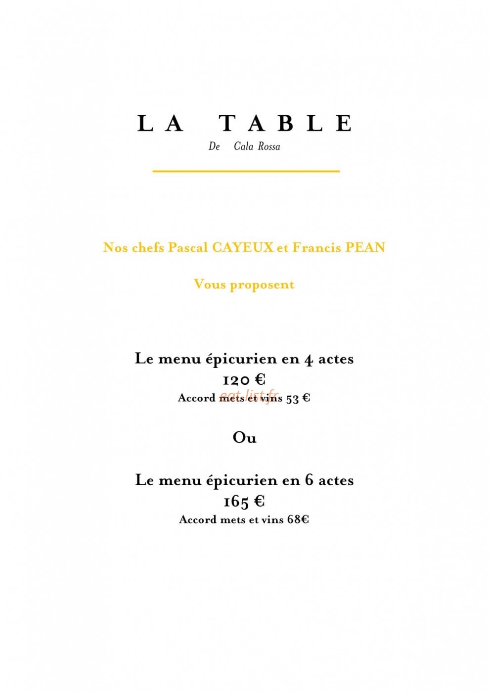 La Table de Cala Rossa — carte page 2