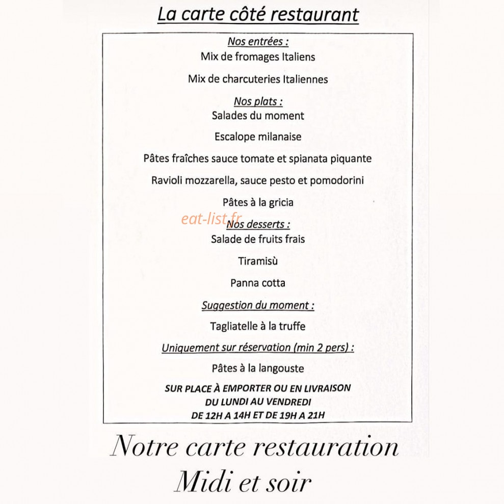 La Trattoria Da Sam — carte page 1