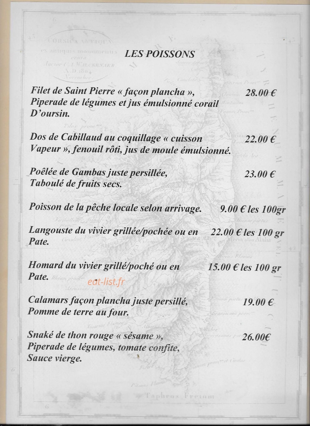 Le bistrot — carte page 3