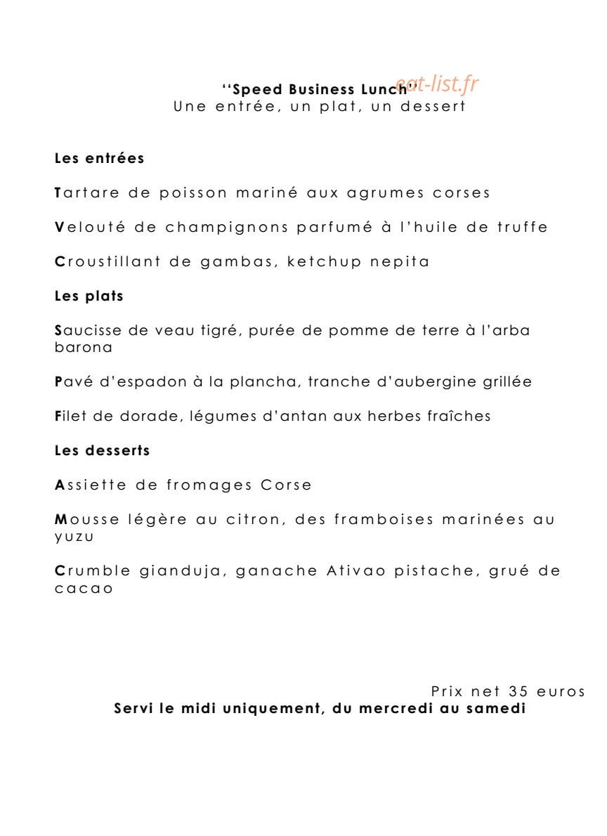 Le gastronomique — carte page 6