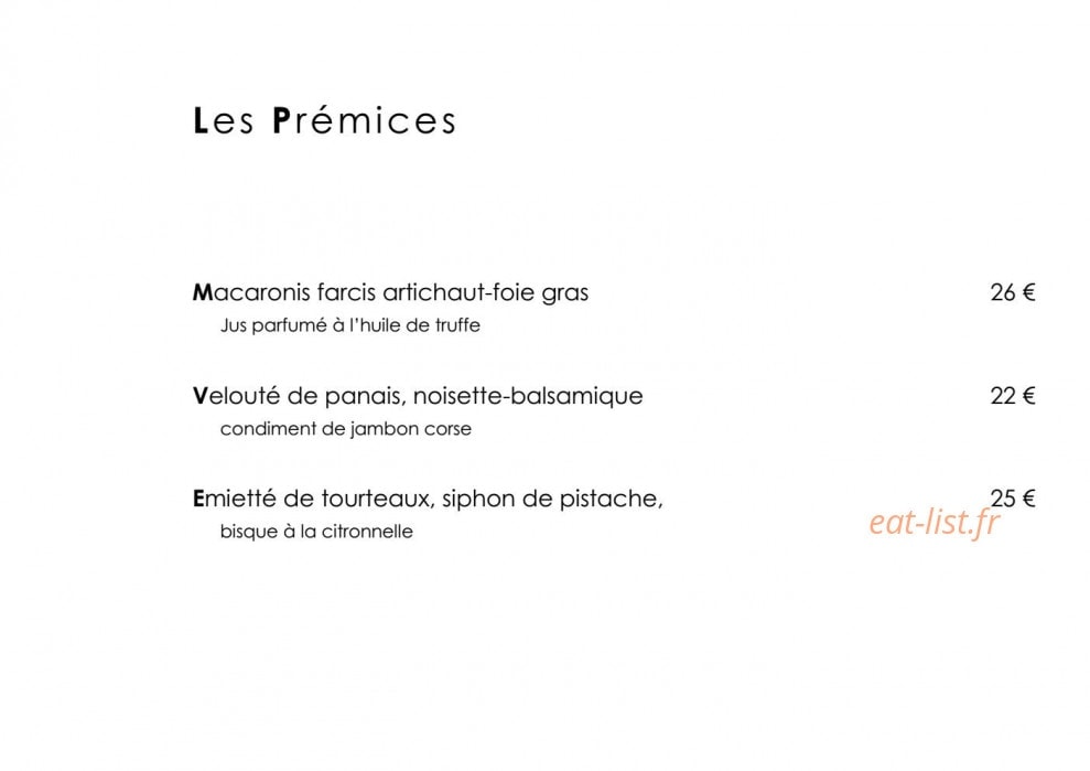 Le gastronomique — carte page 1