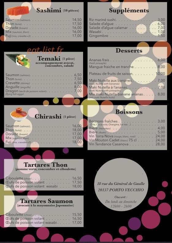Le Sushibar du Kudéta — carte page 2