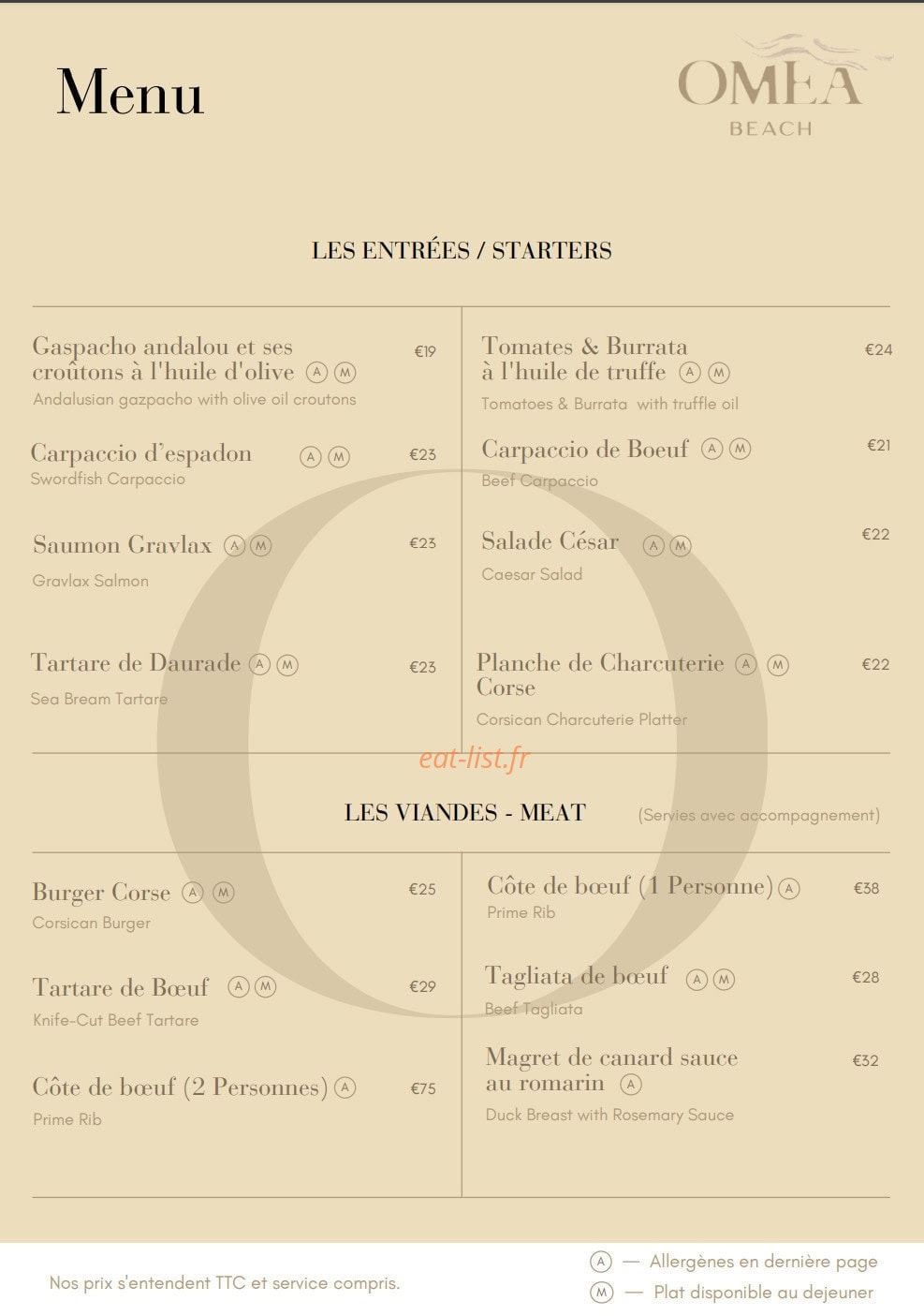 Omea Beach — carte page 1