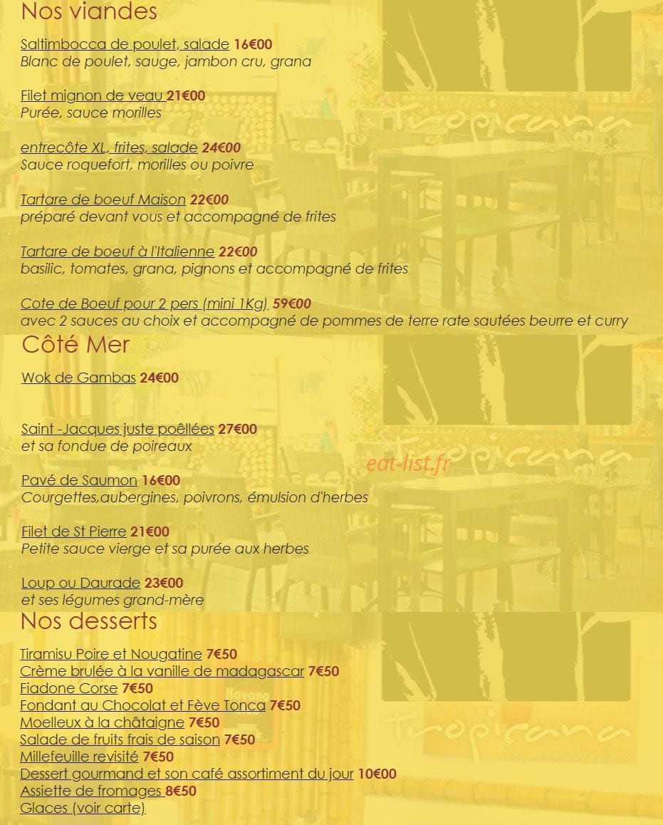 Tropicana — carte page 2