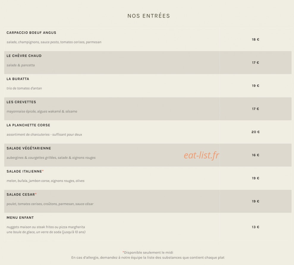Chez Mico — carte page 1