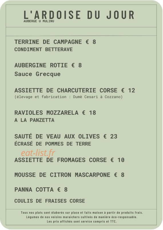 Auberge U Mulinu — carte page 1