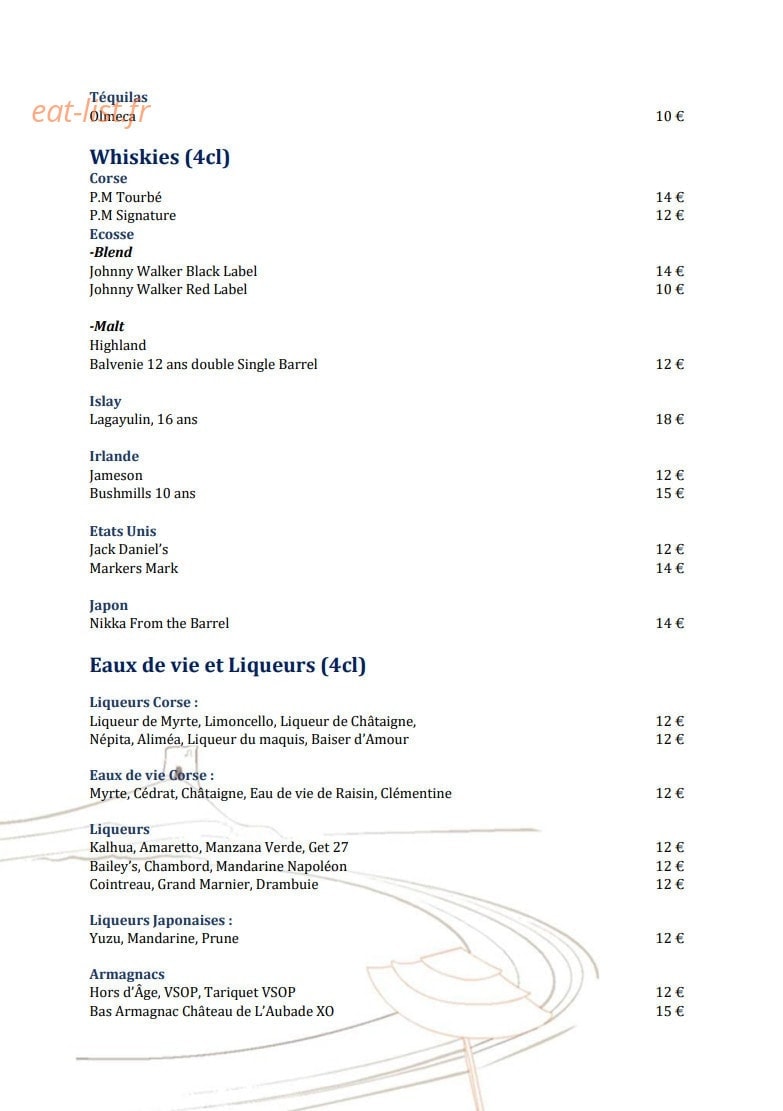 La Table du Pinarello — carte page 8