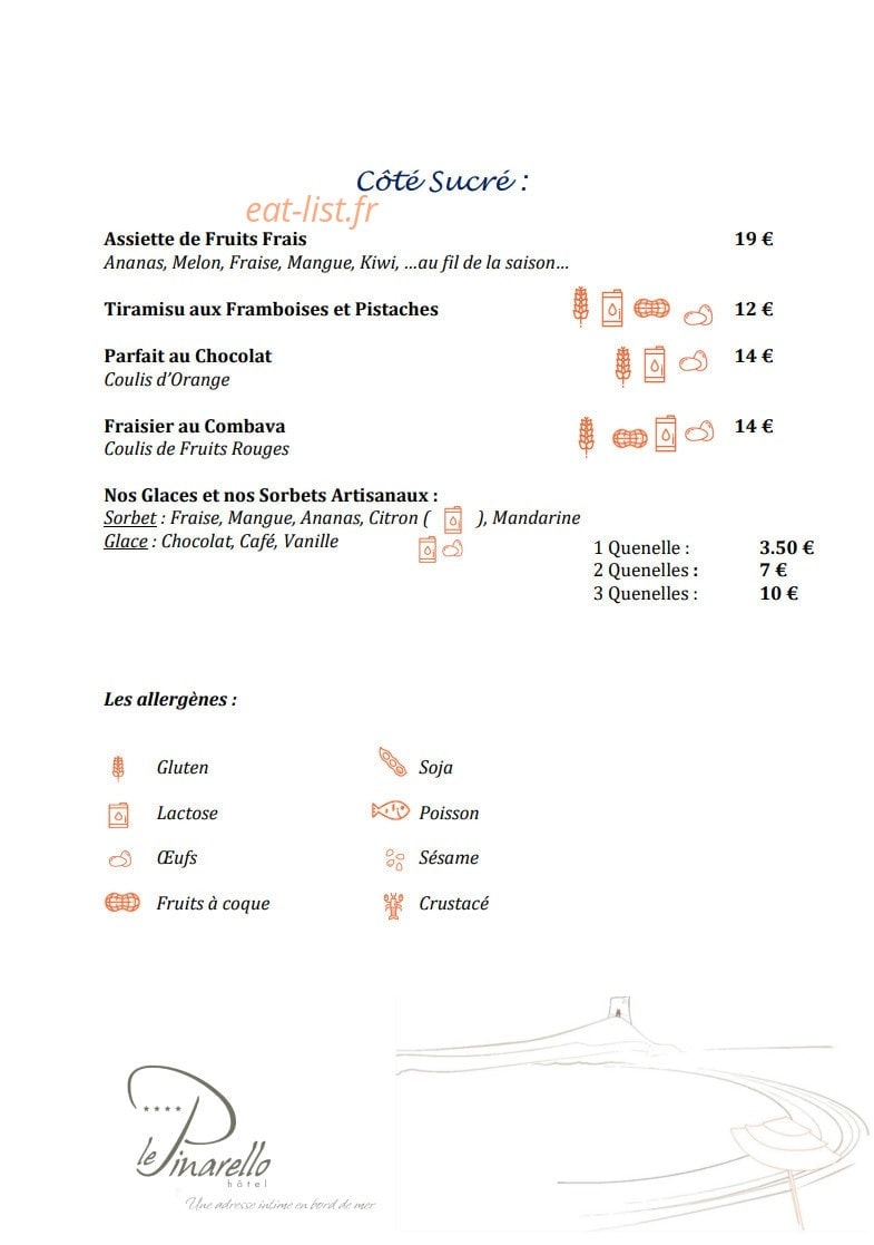 La Table du Pinarello — carte page 3
