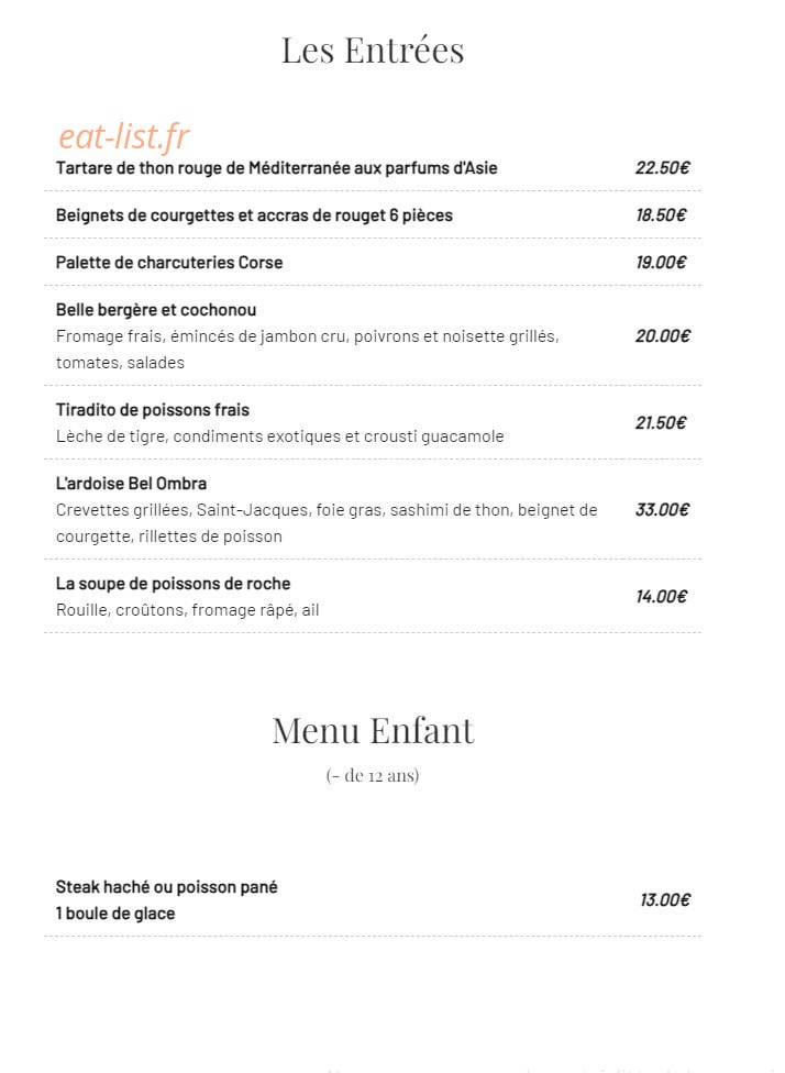 Bel Ombra — carte page 1