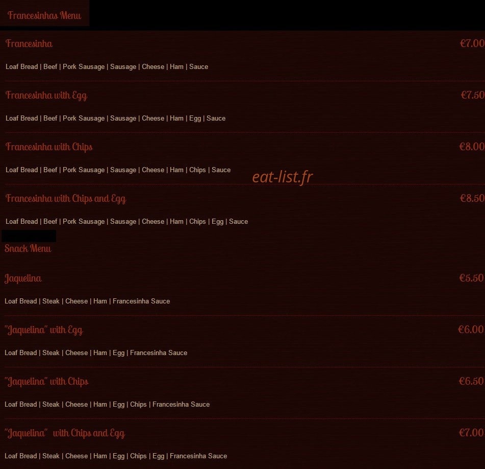 Invictus Café — carte page 1