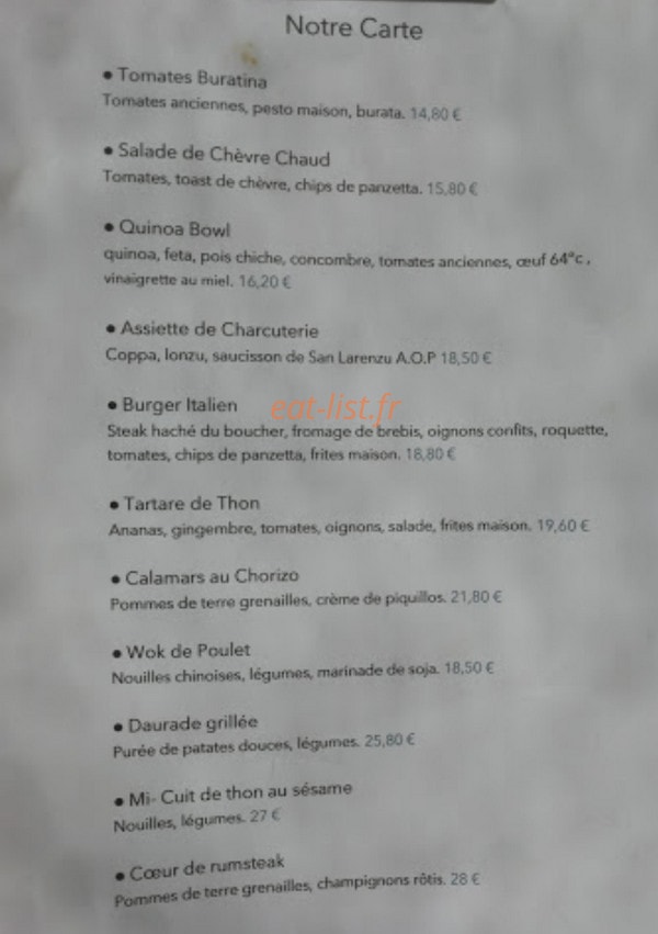 Le Palmier — carte page 1