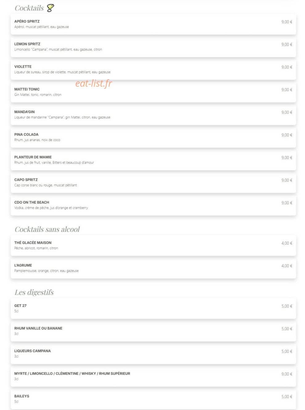 Café des Oliviers — carte page 5