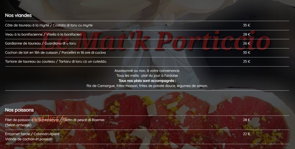 Le Mat’k Porticcio — carte page 3