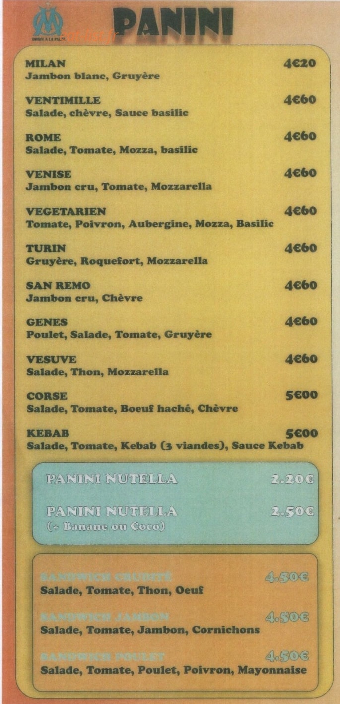 Allo Pizza — carte page 2