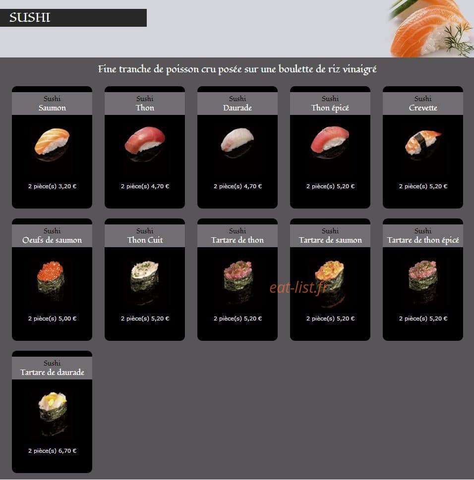 Kiosque Sushi — carte page 1