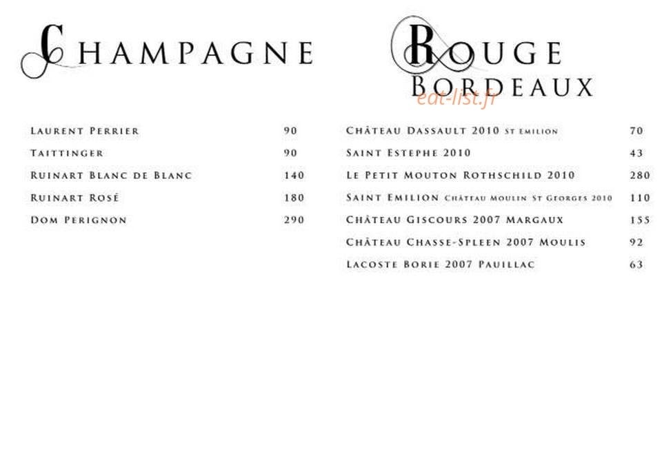 Carte et menu de L' Alta Vista à Porticcio — Les vins page 5