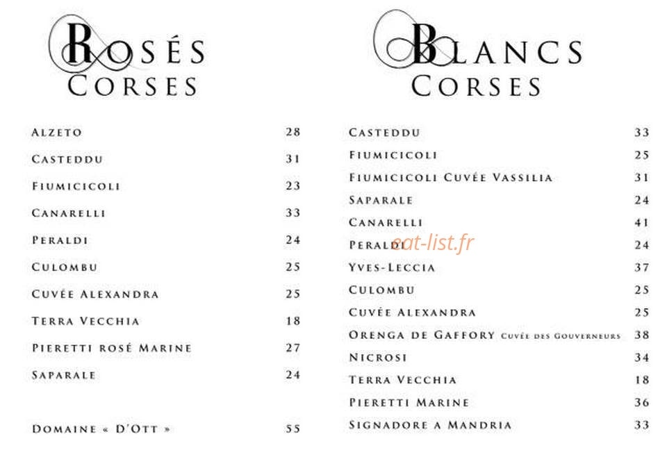 Carte et menu de L' Alta Vista à Porticcio — Les vins page 2