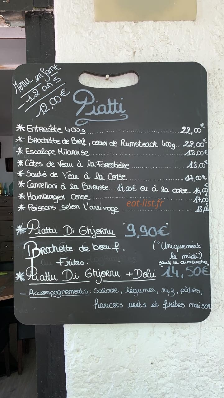 Le Bistrot Corse — carte page 1