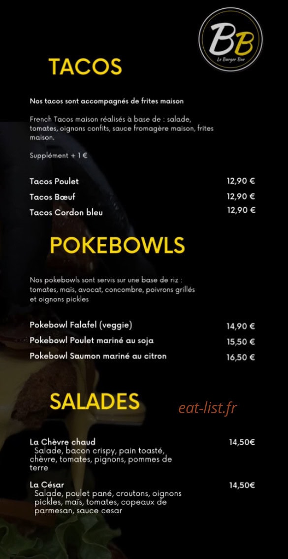 Le Burger Bar — carte page 3