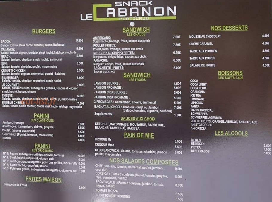 Le Cabanon — carte page 1