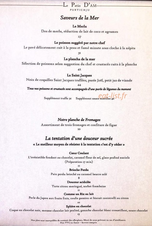 Le Patio d'Am — carte page 1