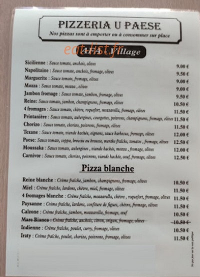 Pizzeria U Paese — carte page 1
