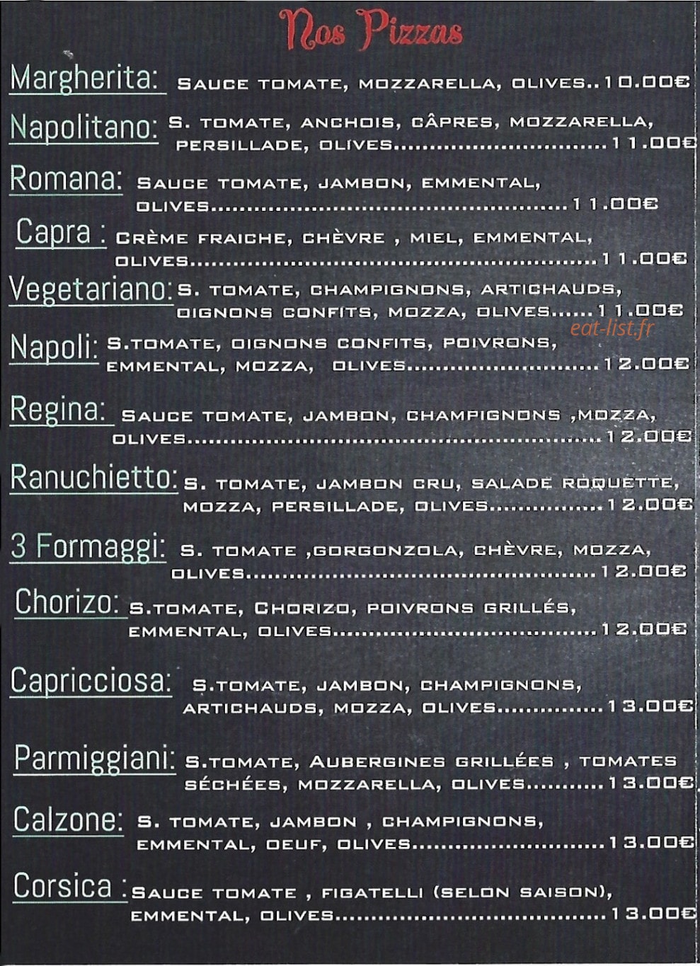 Pizza Napoli — carte page 2