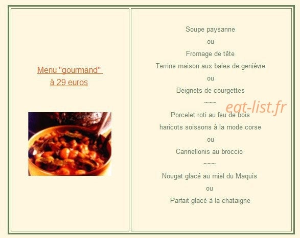 Auberge U Licettu — carte page 2
