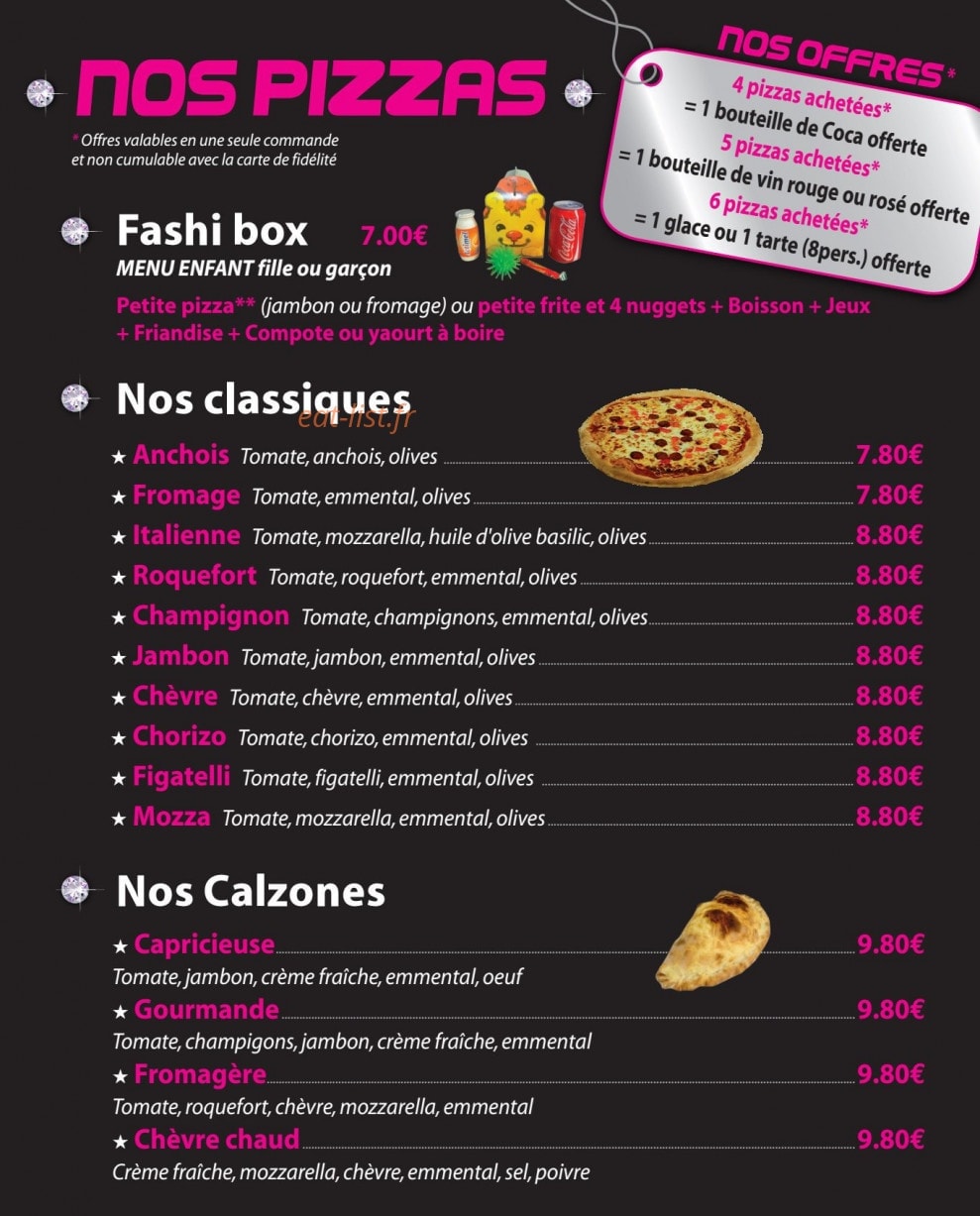Fashion Pizza — carte page 1